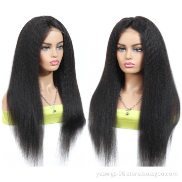 Natural Human Hair Brazilian 360 Frontal Wig Cuticle Aligned Unprocessed Mink Brazilian 360 Lace Front Wig Kinky Straight Hair